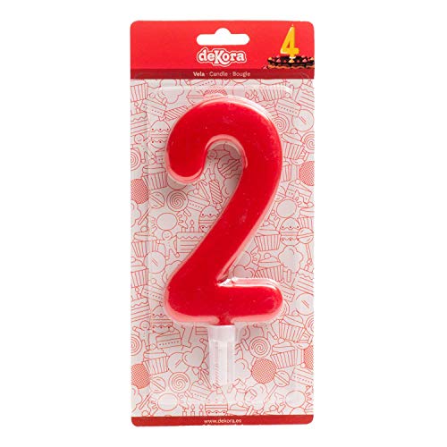 Dekora - Candela Di Compleanno Gigante Numero 2 Di Colore Rosso