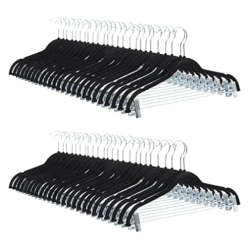 Amazon Basics Velvet Skirt Hangers With Clips, 50-Pack, Nero