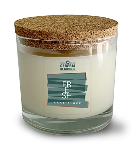 Candela Cera Vegetale In Bicchiere Con Coperchio In Sughero Odor Block 210 G- Fresh