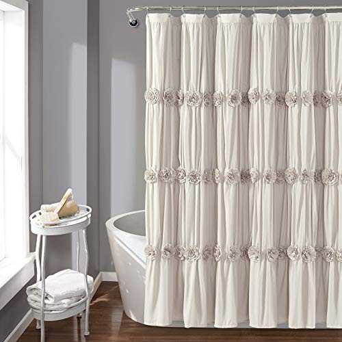 Lush Decor, Tenda Da Doccia Neutra Darla Con Motivo Floreale Increspato, Stile Rustico, 72 X 72 Cm