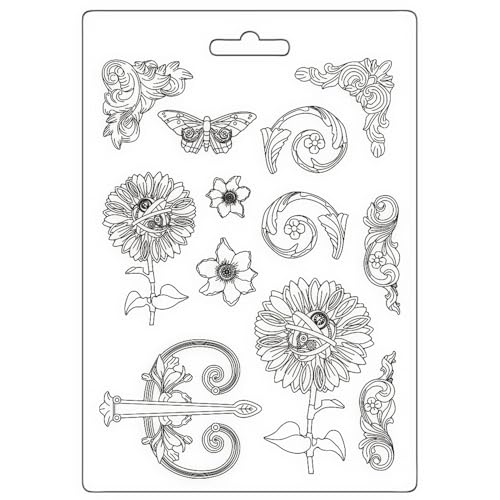 Stamperia Internazional, Kft Soft Mould A4 – Sir Vagabond In Fantasy World Mechanical Sunflower
