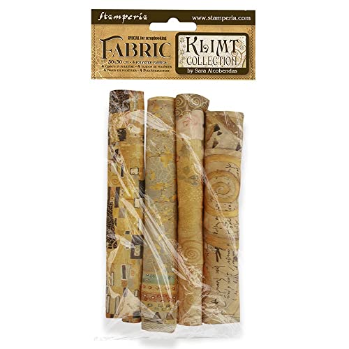 Stamperia Confezione Da 4 Fogli Di Tessuto Cm 30X30-Klimt, Various, 30X30 Cm