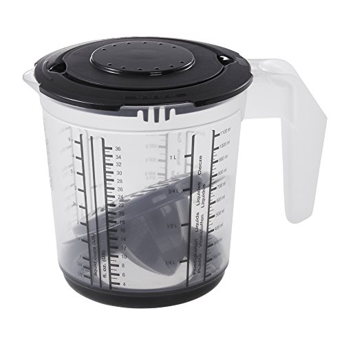 Keeeper Caraffa Graduata 4 In 1, Con Paraschizzi, Spremiagrumi E Sistema Antiscivolo, 1 L, Matteo, Grigio Grafite