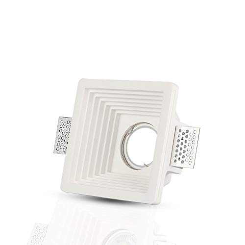 Portafaretto Led Da Incasso Quadrato Gu10 E Gu5.3 (Mr16) Corpo In Gesso Bianco