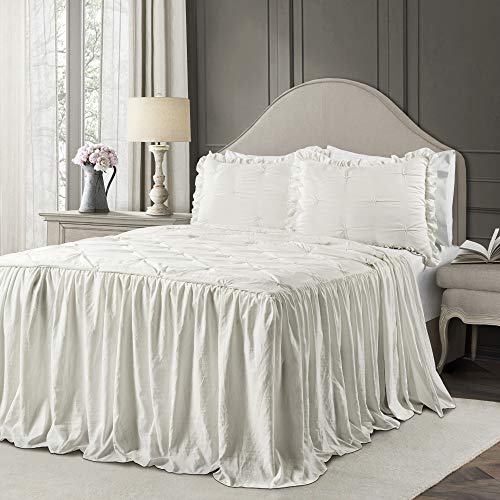 Lush Decor Ravello Pintuck, Poliestere, Bianco, Queen