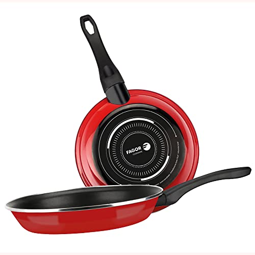 Set 2Ud Sartenes Optimax Diam.20Cm Y Diam.24Cm Rojo Mate Fagor
