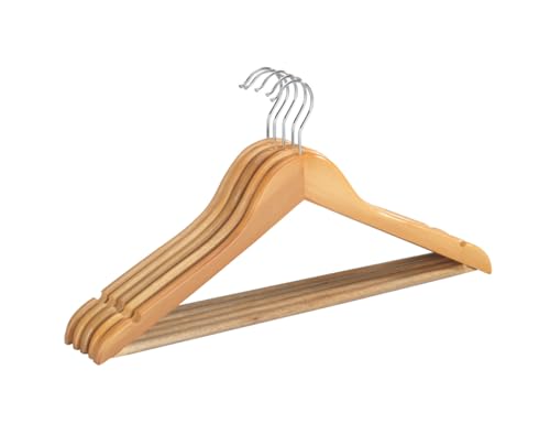 Wenko Grucce Sagomate Eco 5 Pezzi - Set 5 Appendini, Asta Portapantaloni, Intaglio Per Gonne, Legno, 45 X 23.5 X 1.2 Cm, Marrone