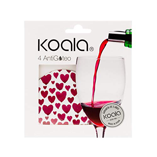 Koala Spain Fogli Antigoccia Vino Versatori, Stampa Motivo Cuori, 76 Mm