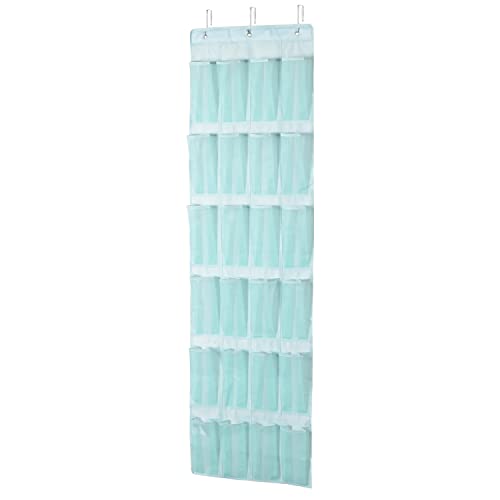 Amazon Basics Organizer Da Appendere Alla Porta, Con 24 Tasche, Colore Verde Giada, 47 X 6.3 X 165 Cm
