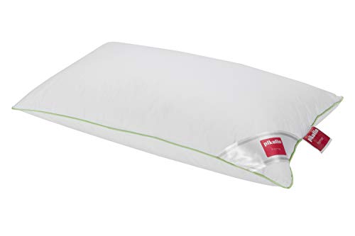 Pikolin Home - Cuscino Deluxe 70% Piuma D’Oca Con Doppia Federa In Cotone Anti-Acaro, Orlo Verde E Durezza Media