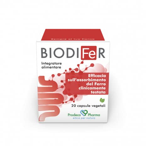 Biodifer Integratore Alimentare Efficace Sull'Assorbimento Del Ferro 20 Cps Vegetali