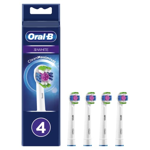 Oral-B Testine Per Pennelli 3D Bianche, 4 Pezzi, Cartucce Originali Per Spazzolino Elettrico Con Tecnologia Cleanmaximiser, Bianco