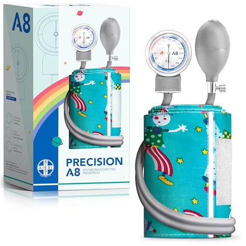 Aiesi® Sfigmomanometro Manuale Pediatrico Professionale Aneroide Modello Classico Per Bambini Precision A8, Garanzia Italia 24 Mesi