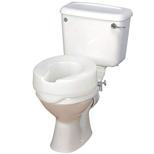 Homecraft Ashby Easy Fit Raised Toilet Seat, Elevated Toilet Seat Locks Onto Round Toilets, Portable Assistance Seat For Disabled & Elderly,10Cm/4 Inc