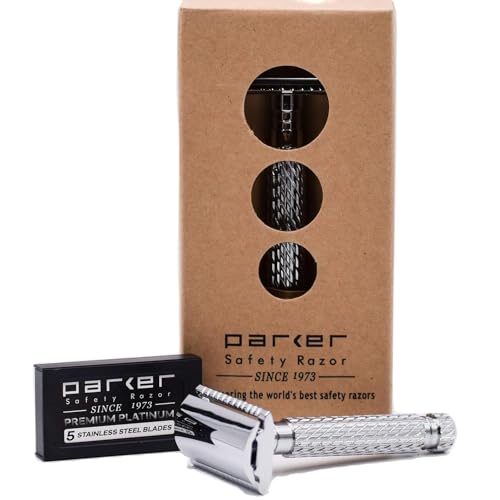 Parker Safety Razor Rasoio Di Sicurezza 94R A Guardia Chiusa + 5 Lamette Da Barba Parker