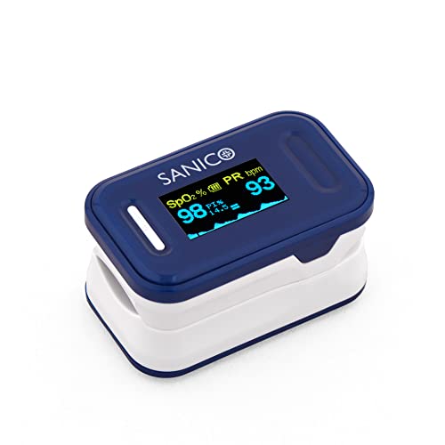 Sanico Pulsossimetro Da Dito - Dispositivo Compatto Per Misurare: Frequenza Cardiaca, Indice Di Perfusione E Ossigeno Nel Sangue Spo2 - Display A Colo