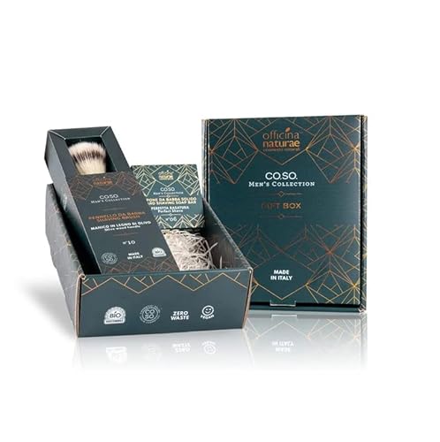 Officina Naturae Gift Box Fila Liscio Pennello Da Barba In Olivo Con Setole Cruelty Free Artigianale N°10 + Sapone Da Barba Solido N°6 50 Gr Bio Soste