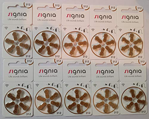 Signia, Batterie Per Apparecchi Acustici, 60, Per Siemens, Gr. 312, Pr41 (10 X 6 Pezzi)