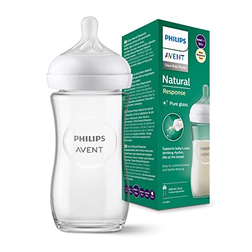 Philips Avent Biberon Natural Response In Vetro - Biberon Da 240 Ml, Senza Bpa, Per Neonati Da 1 Mese In Su (Modello Scy933/01)