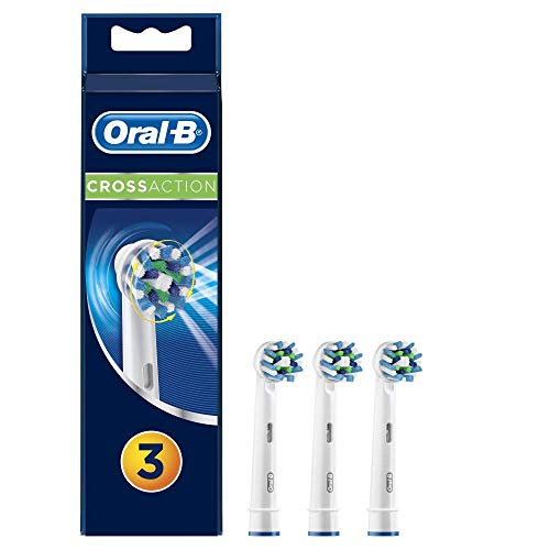 Oral-B Crossaction Confezione Da 3 Testine Di Ricambio Per Spazzolino Elettrico Ricaricabile, Testine Arrotondate Dal Design Professionale, Ispirato A
