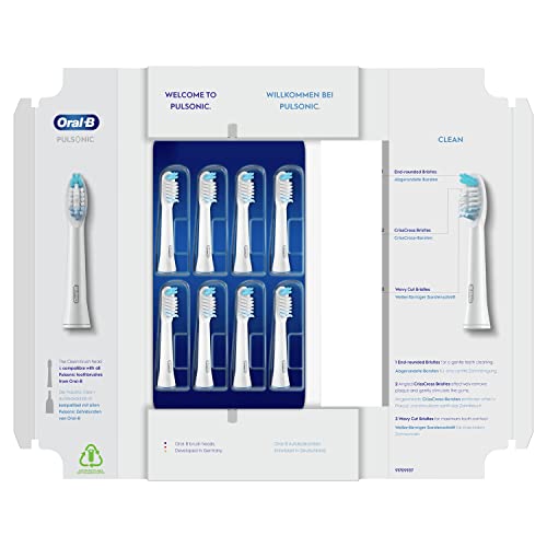 Oral-B Pulsonic Clean - Testine Di Ricambio Per Spazzolino Da Denti Acustico, Confezione Da 8