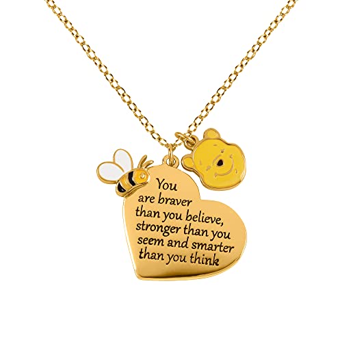 Winnie The Pooh You Are Braver Than You Believe Donna Collana Dorato Ottone