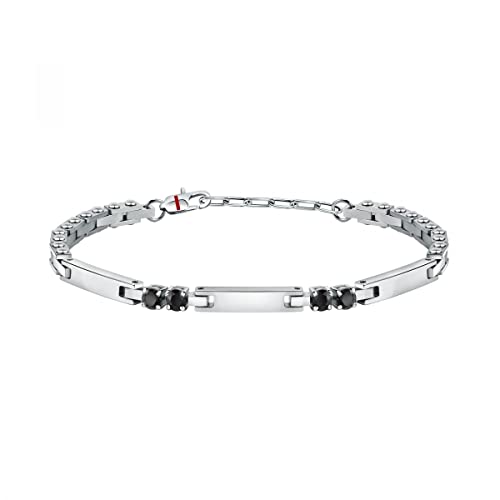 Sector No Limits Tennis Bracciale Uomo In Acciaio, Cristalli, Smalto Sann38, 22 Cm, Acciaio Inox, 22 Cm, Acciaio Inossidabile