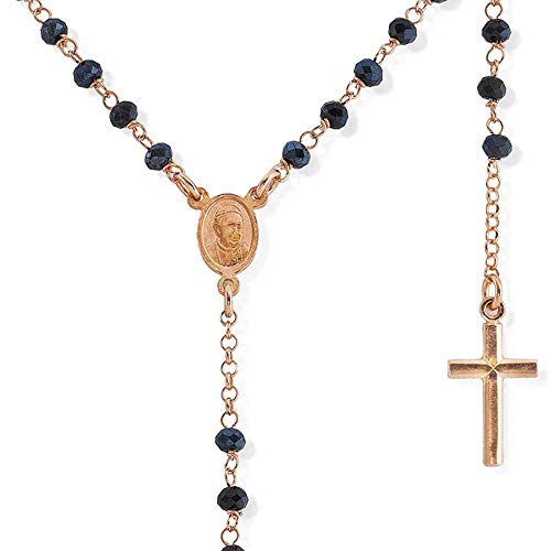 Rosario Classico Ag925 - Cristalli Grigi, Colore: Rosè - Amen Collection