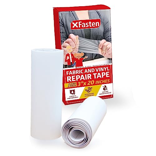X Fasten Nastro Per Riparazioni In Tessuto E In Vinile, Trasparente (76,2 Mm X 0,5 M) (2 Set), Kit Per Riparazioni, Impermeabile, Adatto Per Tende, Pa
