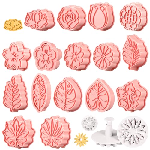 19 Pezzi Formine Per Biscotti A Forma Di Fiore, 3D Stampi Per Biscotti Per Cuocere Decorazioni Per Torte Al Cioccolato, Stampi Biscotti Per Feste Di C