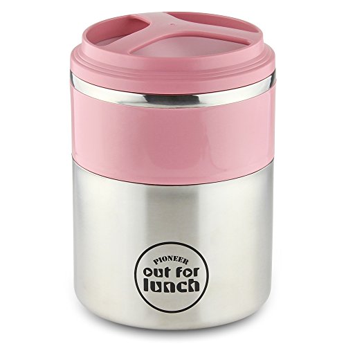 Pioneer - Portapranzo Termico Sottovuoto A 2 Scomparti Rosa