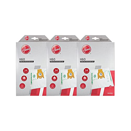 Hoover H60 Sacchetti Per Aspirapolvere, Originali, In Microfibra, 3 Confezioni Da 4 Sacchetti, Pure Epa, Sistema Anti-Odore Ai Carboni Attivi, Compati