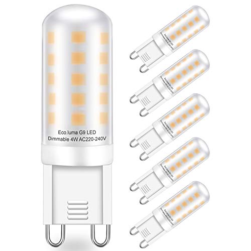 Lampadine Led G9 4W Dimmerabile Equivalente Alogeno 30W 40W, Bianco Caldo 3000K, Nessun Sfarfallio Lampade Led G9, Ac220-240V G9 Led Lampada, Confezio