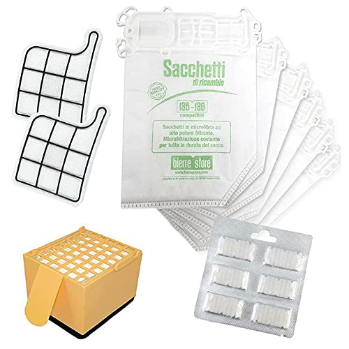 Kit Risparmio Sacchetti E Filtri Mazzocchia Per Aspirapolvere Vorwerk Kobold Folletto Vk 135 136