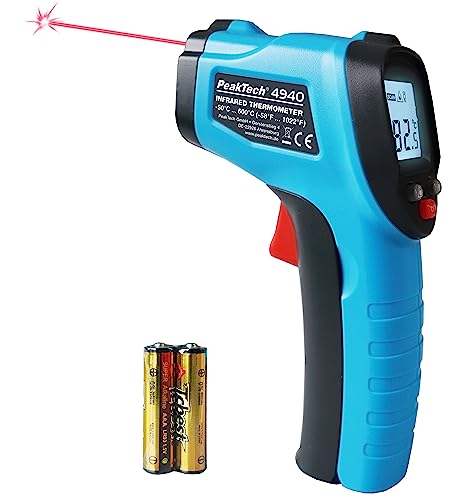 Peaktech 4940 Termometro A Infrarossi Con Laser, -50°C … 600°C, Rapporto Punteggio 12:1, Per Una Rapida Misurazione Della Temperatura Superficiale 0,5