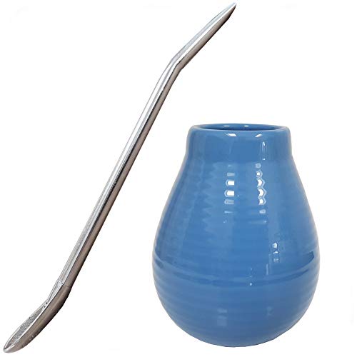 Gaucho Bruno Tazza Di Ceramica Yerba Mate Con Cannuccia Riutilizzabile Di Acciaio Inox – Anti Derapante E Facile Da Pulire - Kit Da Viaggio O Uso A Ca