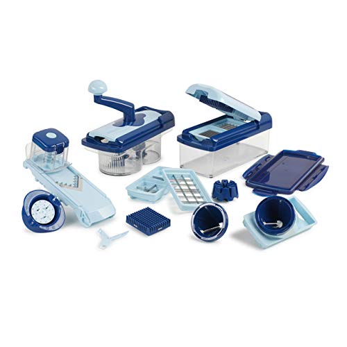 Genius Nicer Dicer Fusion Smart, 23 Pezzi, Include Nicer Twist Smart, Per Tagliare Fette, Dadi, Spirali, Listarelle Blu Zaffiro