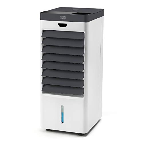 Black+Decker Climatizzatore Evaporativo, Ventilatore, Umidificatore, Purificatore, 4 Contenitori Di Ghiaccio, 5L, Bianco