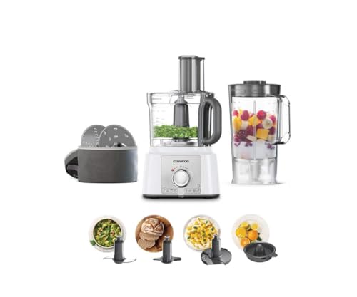 Kenwood Robot Da Cucina Multipro Express Fdp65.450Wh Con Ampia Gamma Di Accessori, Ciotola Di Capacità 3 L, Potenza 1000 W, 2 Velocità Più Pulse, Bian