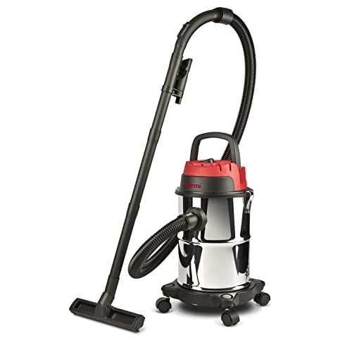 Girmi Ap45 Bidone Aspira Solidi E Liquidi Inox, Capacità 15 Litri, Wet&Dry, 1000 Watt, Alta Forza Aspirante 16 Kpa, Filtro In Tessuto, Accessori Inclu