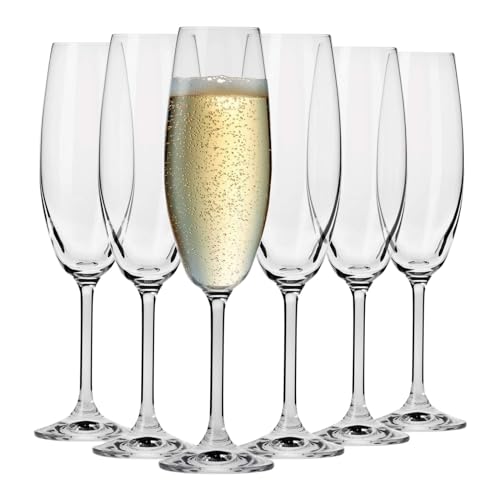 Krosno Bicchieri Calice Flute Champagne Spumante Vetro | Set Di 6 | 200 Ml | Collezione Venezia | Ideale Per Casa Ristorante Feste E Ricevimenti | Ada