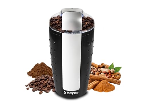 Beper Bp.581 Caffe' Elettrico E Macina Spezie-Macinacaffè Per Macinatura Istantanea Di Chicchi Di Caffè, Frutta E Semi, 250 W, Plastica