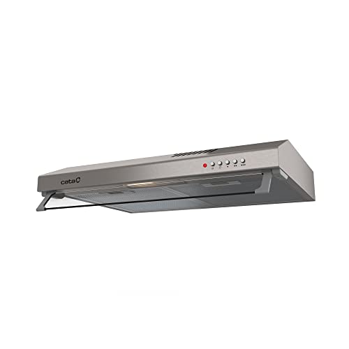 Cata Lf-2060 X Cappa Da Cucina Pannello Di Controllo Meccanico 3 Livelli Di Estrazione Illuminazione A Led E-14 Motore Extra Silenzioso Classe Energet