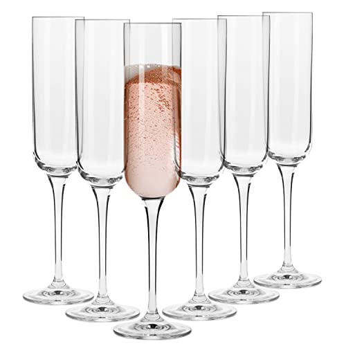 Krosno Bicchieri Calice Flute Champagne Spumante Vetro | Set Di 6 | 170 Ml | Collezione Glamour | Perfetto Per Casa, Ristoranti E Feste | Adatto Alla