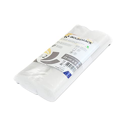 Rotoli Per Sottovuoto Goffrati 25 Cm X 6 Metri (2 Unità) Per Uso Alimentare, Possono Essere Utilizzati Con Qualsiasi Tipo Di Dispositivo Di Imballaggi