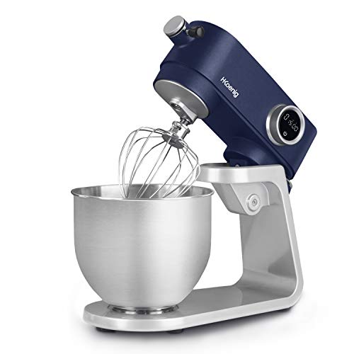 H.Koenig Km126 - Robot Da Cucina Professionale, Multifunzione, 5 L, In Acciaio Inox Blu Opaco, Potente, 800 W, Robot Da Cucina E Pasticceria, 8 Veloci