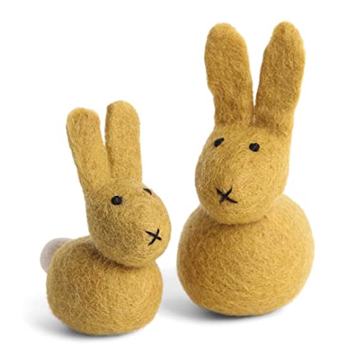 Én Gry & Sif - Coniglietti Pasquali In Feltro, Fatti A Mano, Commercio Equo E Solidale, Graziosa Decorazione Pasquale, Giallo
