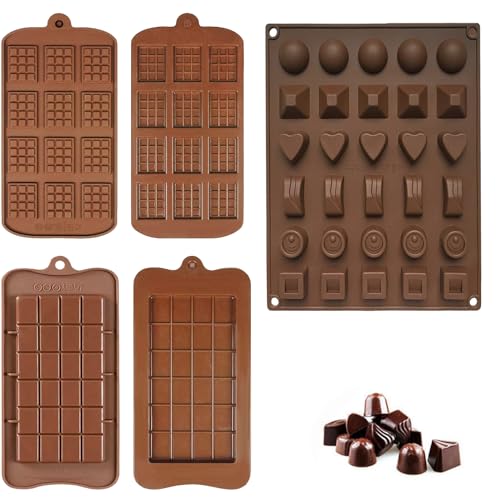 5 Pezzi Cioccolato Stampi, Stampo Per Cioccolato In Silicone, Antiaderenti Stampi Per Caramelle Silicone, Per Fare Cioccolatini, Pasticcini, Caramelle