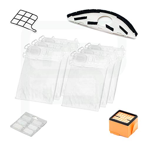 Piesseonline Kit Risparmio Compatibile Per Vorwerk Folletto Vk 135/136 6 Sacchetti+6 Profumini+1 Griglia+1 Filtro Hepa+1 Setola