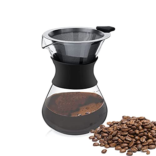 Caffettiera Pour Over Coffee Maker, Caffettiera Pour Over Con Filtro Permanente, 400Ml Dripper Manuale Per Fare Il Caffè, Caffettiera Americana In Vet